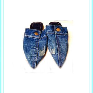 New Rare & Unique Jeans (denim) Slippers With A Snap Botton